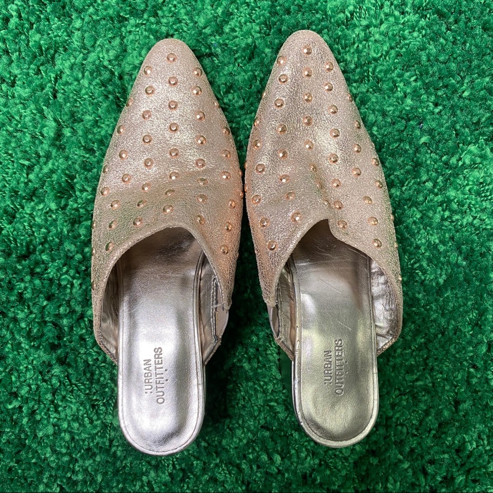 Urban Outfitters metallic rose gold mules